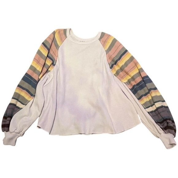 A22-White and multi-coloured striped sweater, with a relaxed fit #oversized - Picture 2 of 6